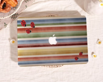Ladybug Stripe,MacBook Case for M4 MacBook Air 15 13 11 Case, Custom Macbook Pro 13 14 15 16 M1 M2 M3 Case, Boho Style Macbook Cover