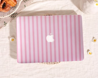 Pink Striped Print,MacBook Case for M4 MacBook Air 15 13 11 Case, Custom Macbook Pro 13 14 15 16 M1 M2 M3 Case, Boho Style Macbook Cover