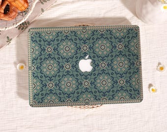 Vintage Floral Tile,MacBook Case for M4 MacBook Air 15 13 11 Case, Custom Macbook Pro 13 14 15 16 M1 M2 M3 Case, Boho Style Macbook Cover
