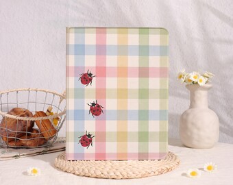 Pastel Plaid Ladybug,iPad Case with Auto Wake for iPad Pro13"11" iPad A16 11" 10 10.9" 7/8/9 10.2" Mini 7/6/5/4 8.3",iPad Air 6/7 2025