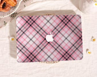 Pink Tartan Plaid,MacBook Case for M4 MacBook Air 15 13 11 Case, Custom Macbook Pro 13 14 15 16 M1 M2 M3 Case, Boho Style Macbook Cover