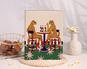Playful Leopard,iPad Case with Auto Wake for iPad Pro13"11" iPad A16 11" 10 10.9" 7/8/9 10.2" Mini 7/6/5/4 8.3",iPad Air 6/7 2025