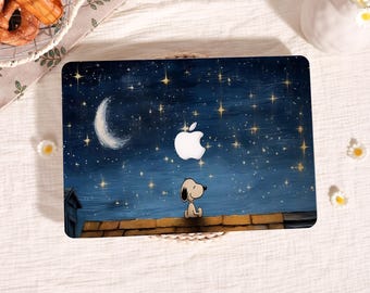 Snoopy Starry Night,MacBook Case for M4 MacBook Air 15 13 11 Case, Custom Macbook Pro 13 14 15 16 M1 M2 M3 Case, Boho Style Macbook Cover