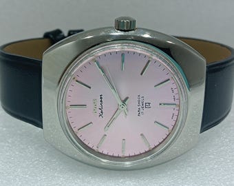 Vintage HMT Kohinoor Mechanical Watch: Pink Dial, 17 Jewels, 1980s