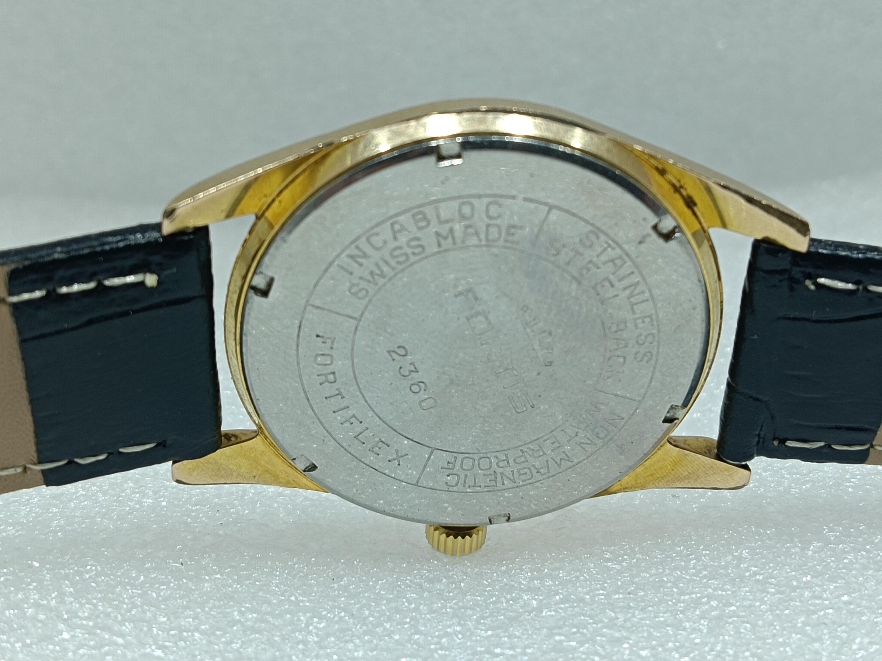 ヴィンテージ フォルティス 手巻き 21石 スイス製 ブラックダイヤル