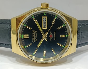 Vintage Citizen Automatic Day Date 21 Jewels Cal 8200 En Japantillverkad herrklocka