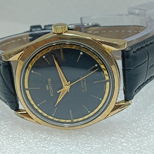 Vintage Fortis Hand Winding 21 Jewels Swiss Made Black Dial Men&#39;s Wrist Watch