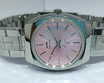 Vintage Hmt Kohinoor Para Shock 17 Jewels Pink Dial Manual Winding Men's Watch