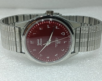 Vintage Hmt Janata Mechanical Winding Caliber 0231 Red Dial Good Working Men&#39;s Wrist Watch