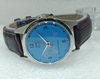 Vintage HMT Janata Blue Dial Automatic Watch Made in India 17 Jewels