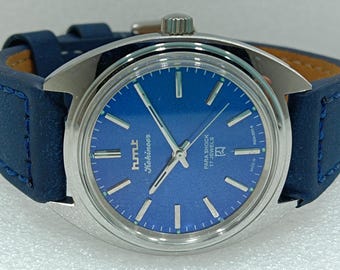 Vintage HMT Kohinoor Blue Dial Hand-Winding Watch: 17 Jewels, Para Shock