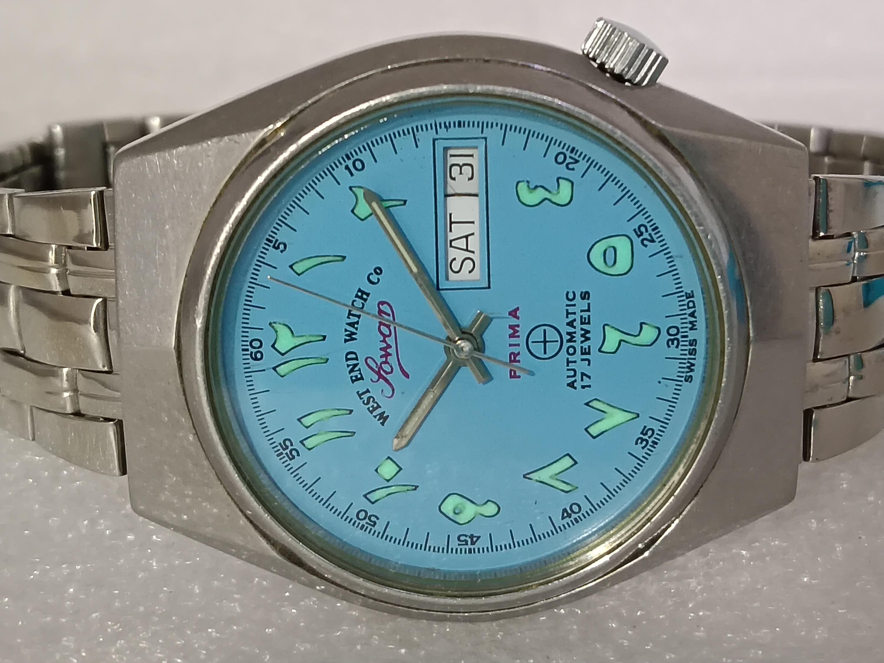 Vintage West End Watch Co. Automatic Blue Dial Men's Watch
