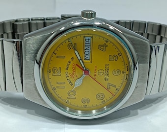 Vintage West End Watch Co Automatik: Gelbes Zifferblatt Day Date Herrenarmbanduhr