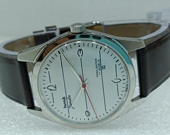 Vintage HMT Janata Men's Watch: 17 Jewels, White Dial, Manual Wind