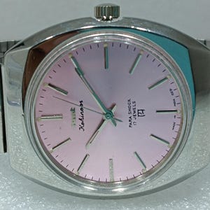 Vintage HMT Kohinoor Mechanical Watch: Pink Dial, Para Shock, 17 Jewels