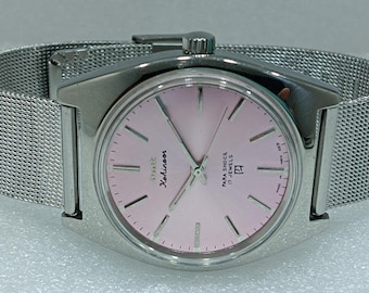 Original  HMT Kohinoor Men's Watch Pink Dial 17 Jewels, Para Shock
