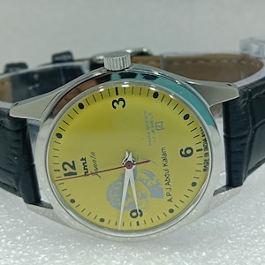 Vintage HMT Janata Mechanical Watch: Yellow Dial, Para Shock, 17 Jewels