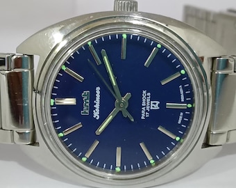 Vintage HMT Kohinoor Men&#39;s Watch: Blue Dial, 17 Jewels, Para Shock
