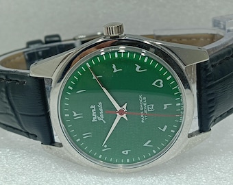 Vintage HMT Janata Hand-Winding Watch: Green Dial, Caliber 0231, Made in India