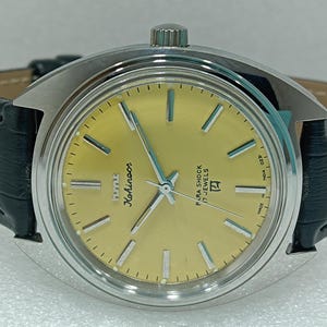 Vintage HMT Kohinoor Mechanical Watch: 17 Jewels, Yellow Dial, India Made