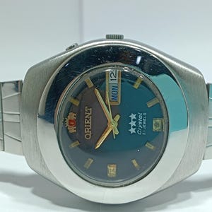 Vintage ORIENT Crystal 25 Jewels Automatic DAY-DATE Swiss