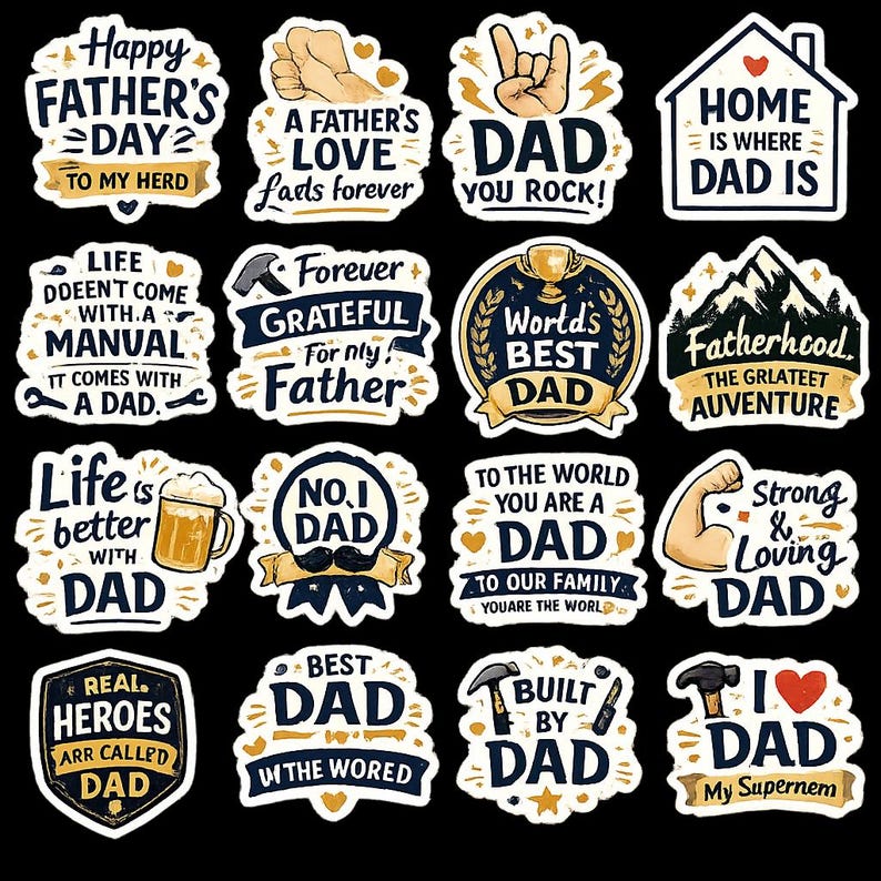 Fathers Day Sticker Bundle | Best Dad Ever Vinyl Decals | Funny Gift ...