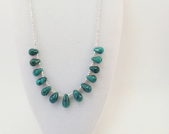 Thirteen Turquoise Teardrops Necklace