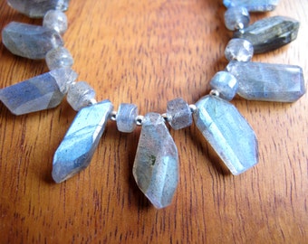 Labradorite and Silver Asymmetrical Necklace