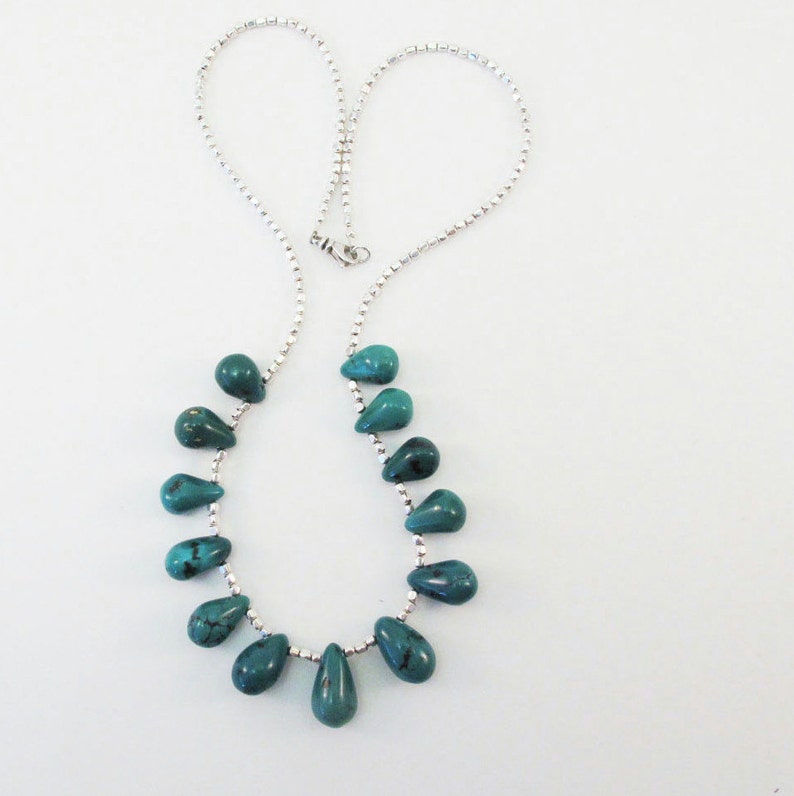 Thirteen Turquoise Teardrops Necklace image 3