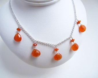 Carnelian Teardrop Dangly Necklace