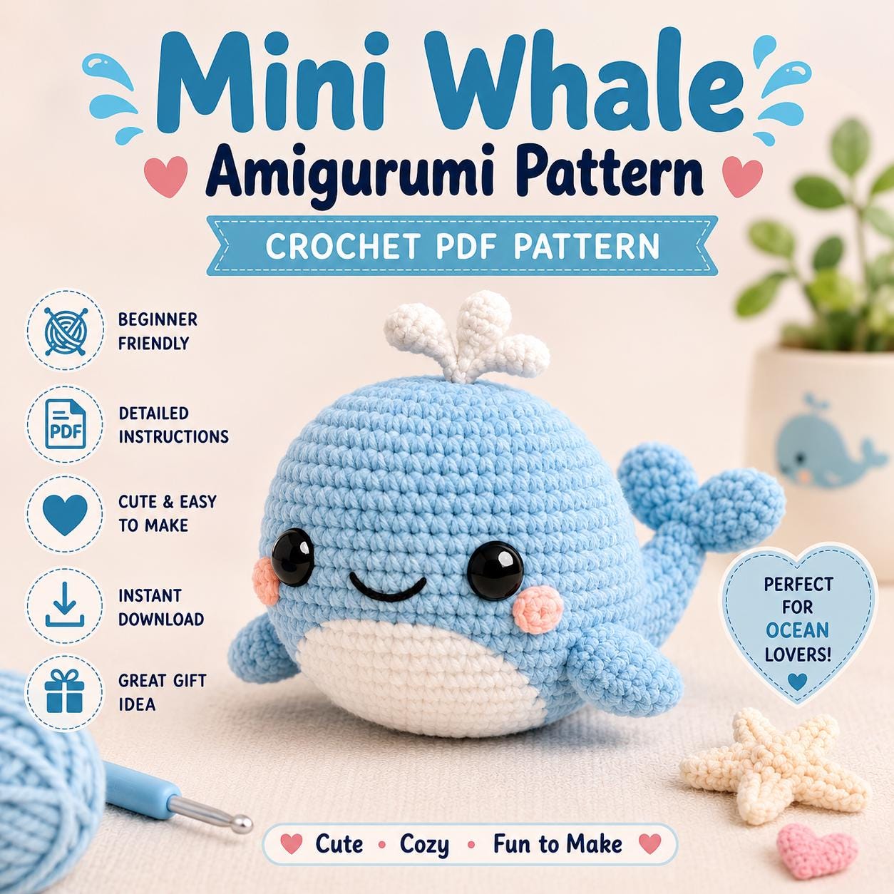 クジラのあみぐるみ - Etsy 日本