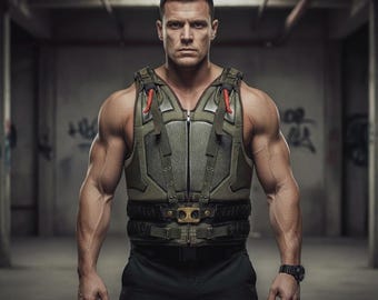 Męska zielona skórzana kamizelka w stylu wojskowym: taktyczny kostium cosplay