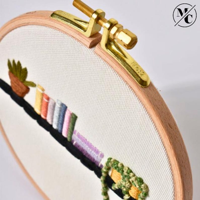 Handmade Embroidered Bookshelf Wall Art – Book Lover Gift, Cozy Home ...