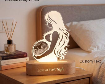 Lámpara de noche personalizada con foto de ecografía, regalo personalizado de recuerdo del embarazo para futuros padres, regalo para baby shower para mamá, regalo para el Día de la Madre