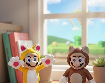 6 Inch Super Mario Bros. 3D Printed Figurines: Tanooki Mario & Cat Suit Mario!