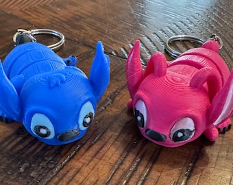 3D Printed Stitch or Angel Keychain – Fully Articulated Flexi Bag Charm