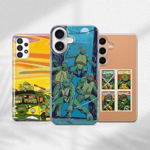 Retro Teenage Mutant Ninja Turtles Clear Phone Case for iPhone & Samsung, Vintage Comic Style Cover