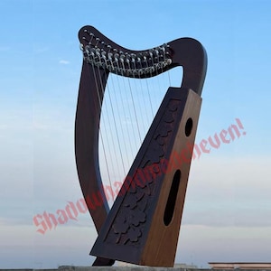 Handmade Rosewood Irish Lyre Harp 15 Strings with Free Carry Bag, Tunning key And Nylon Mono Tech Strings