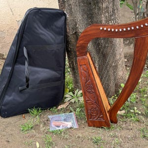 Handmade Rosewood Irish Lyre Harp 12 Strings with Free Carry Bag,Tunning key And Nylon Mono Tech Strings