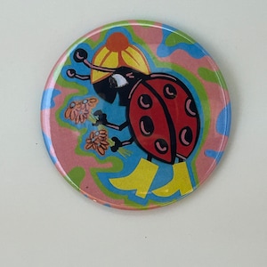 Retro ladybug 3.5” pinback button