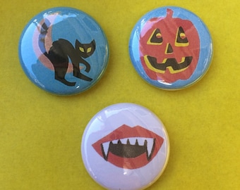 1" halloween novelty pins (3 pack)