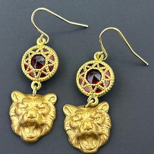 Brass Tiger hoop earrings