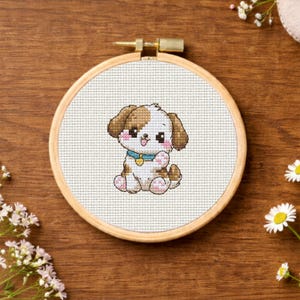 Cute Puppy Cross Stitch Pattern | Mini Dog Design | Digital PDF