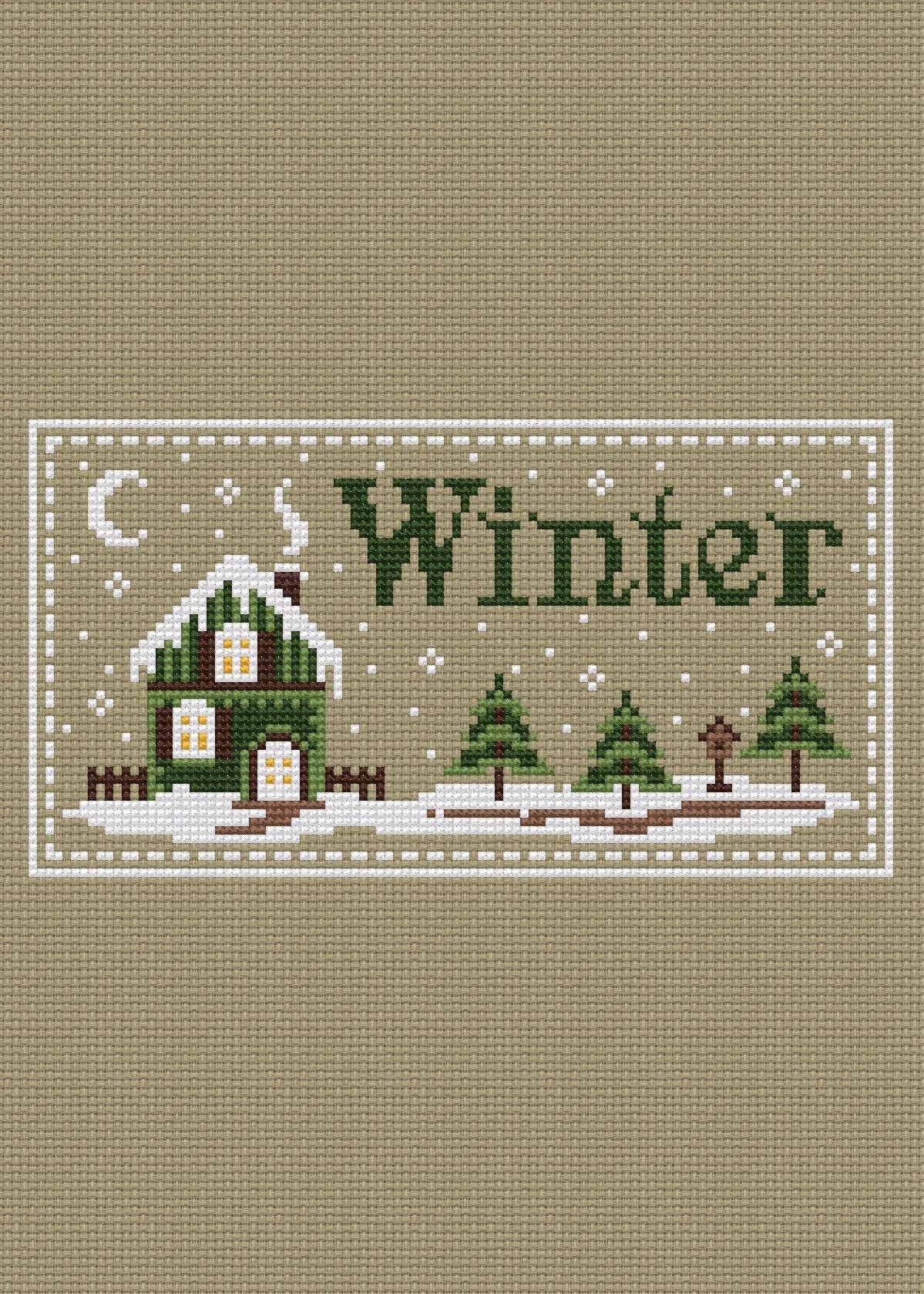 Winter Cross Stitch Pattern PDF | Cozy House With Snowy Trees | Counted ...