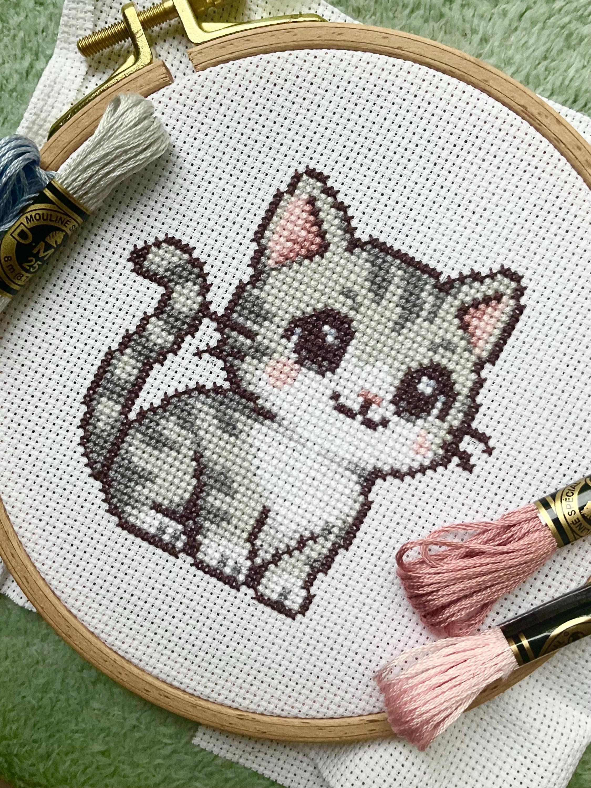 Le point de croix chat angora et papillon de Lanarte PN-0171041