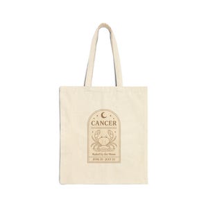 Zodiac Cancer Tote Bag - Astrological Canvas Bag, Gift for Cancer June July Birthdays, Astrology Lover, Eco-Friendly Shopping Bag