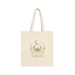 Cancer Zodiac Cotton Canvas Tote Bag, Astrology Tote, Astrology Lover Gift, Horoscope Shopping Bag, Stylish Eco-Friendly Bag
