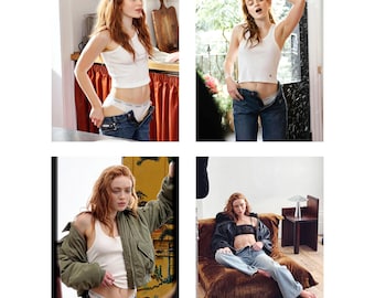 Conjunto de 4 pôsteres fotográficos glamorosos da Sadie Sink, tamanho A4 (8"x12").