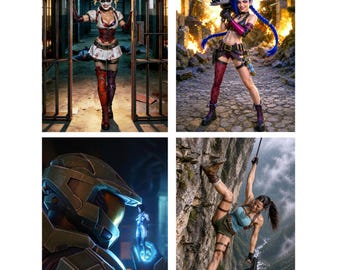 Iconic Classic Gamer Girls Set of 4 Artwork Poster A4 size Photo Prints