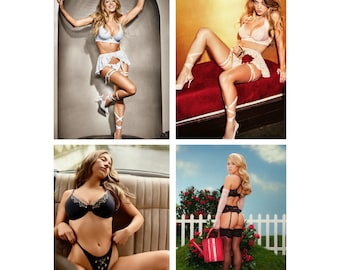 Sydney Sweeney Set of 4 Lingerie Glamour Picture A4 Poster Photo prints 8"x12"